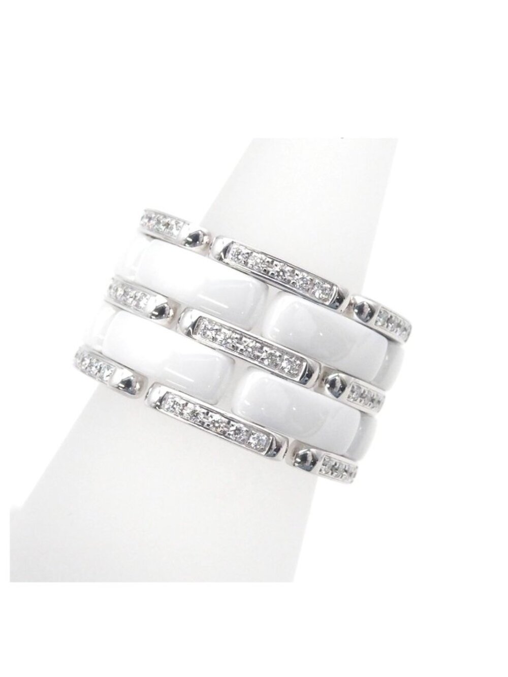 Chanel Ultra Collection Ring White Gold 18K Ceramic Diamond